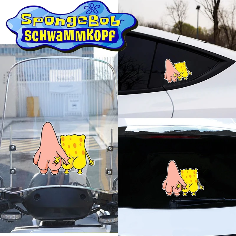 SpongeBob SquarePants Reflective Car Stickers Patrick Star Funny Cartoon Body Cover Marks Glass Decoration Stickers Car Stickers