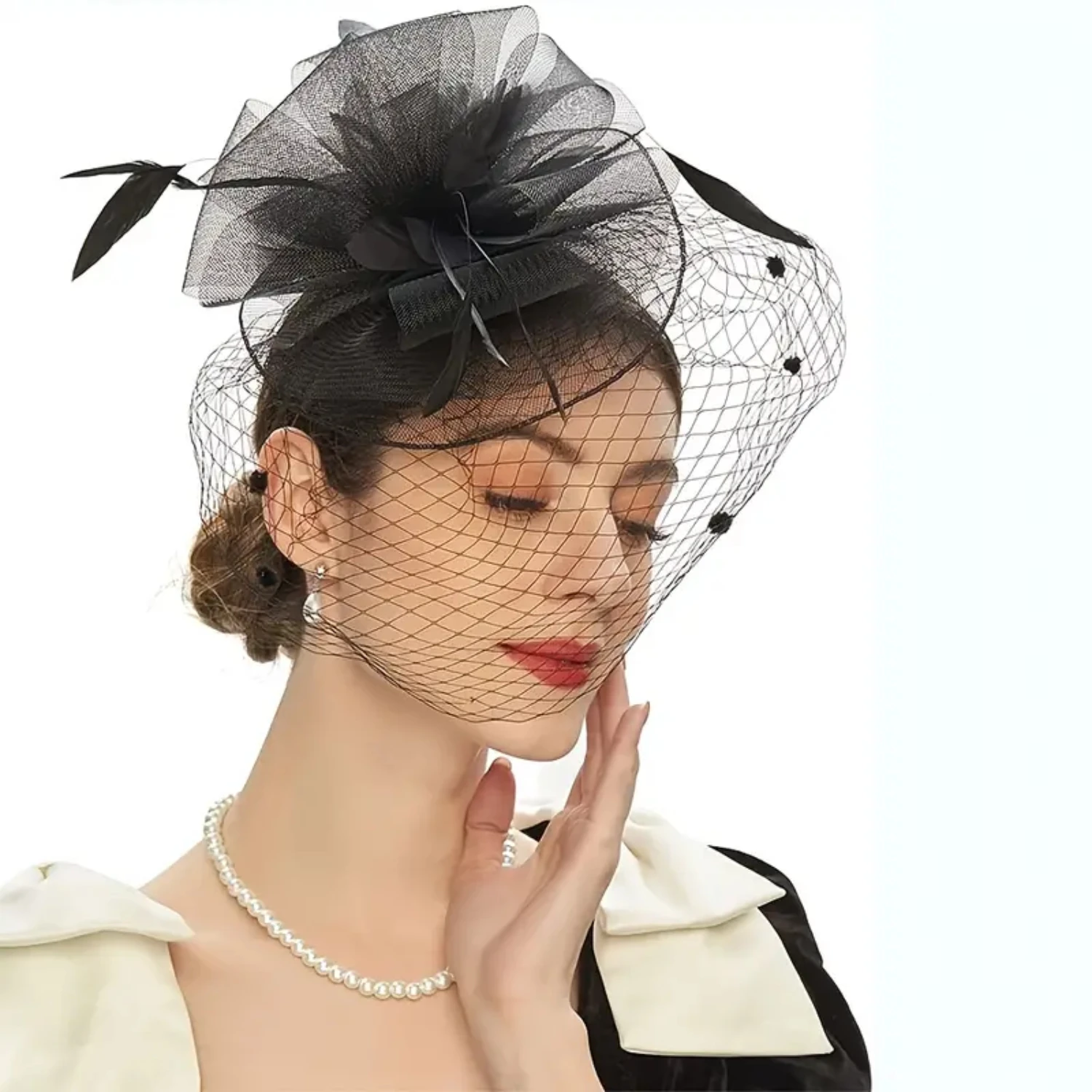 

Elegant Artificial Flower Mesh Hair Accessory for Party Dance Brides - Delicate Faux Flower Headwear with Dual-purpose Fake Flow