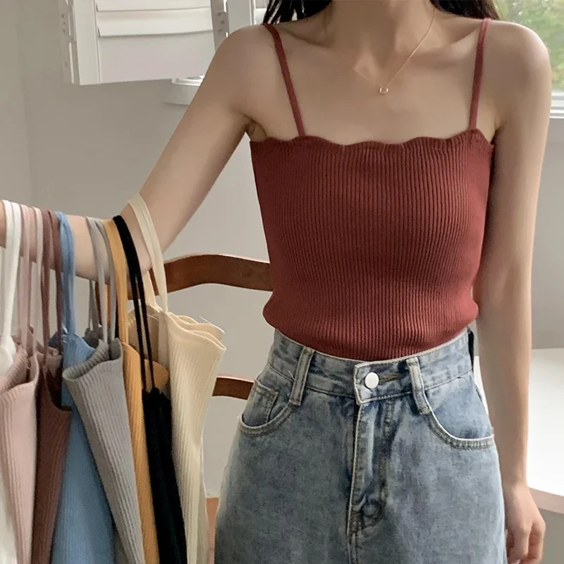Koreanisches Einfaches Inneres Schichtungs-Tanktop, Lässiges Alltags-Top, Retro Koreanischer Stil, Gestricktes Damen-Camisole, Sommer 2026 Ärmelloses Slim-Fit-Oberteil – Detail 22