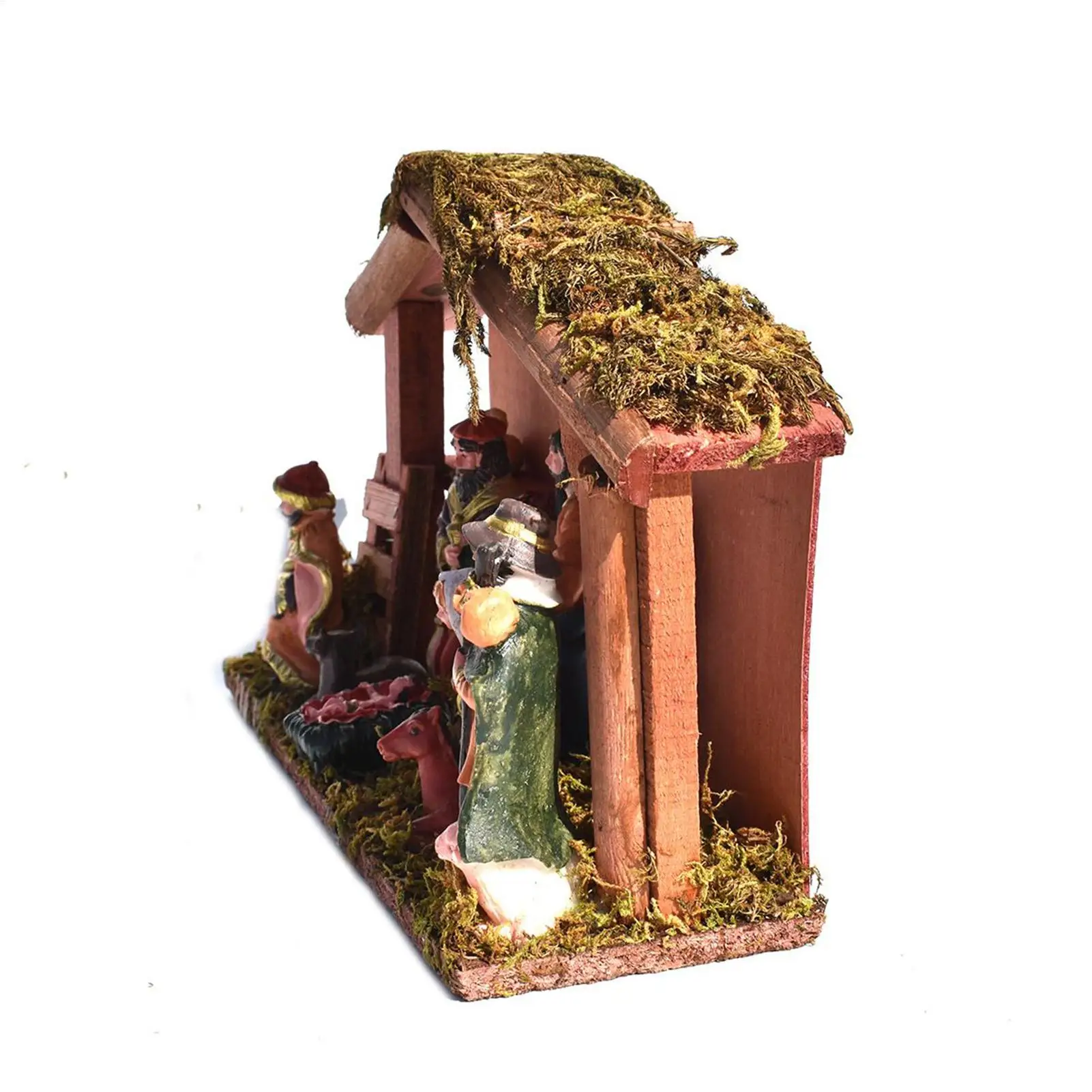 Christmas Nativity Scene Figurine Religious Holy Family Figurines Centerpiece Christmas Wood Nativity Set For Kitchen Table