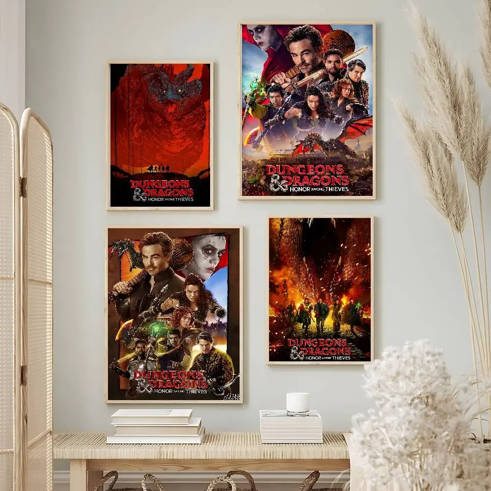 Movie Dungeons & Dragons Honor Among Thieves Posters Premium Self-Adhesive No Residue Wall Sticker for Home Office Bar Decor