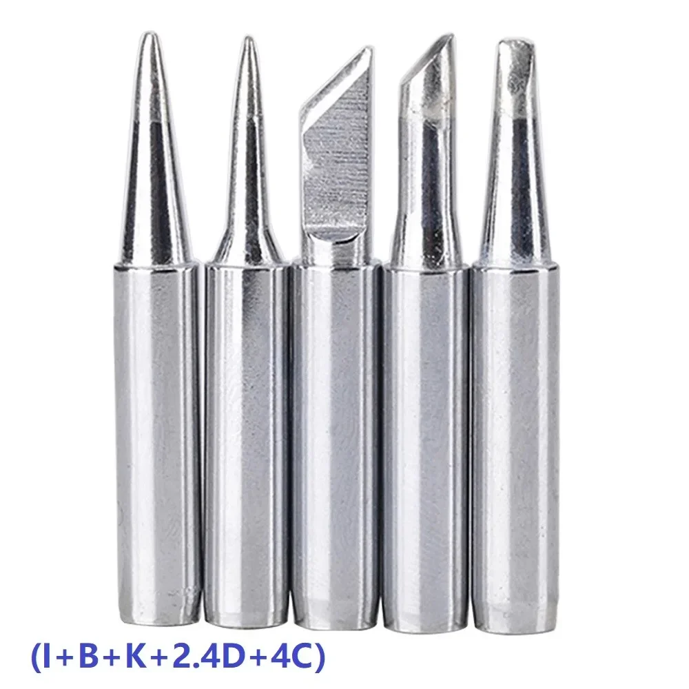 5pcs Pure Copper Soldering Iron Tip 900M-T Welding Solder Tips Soldering Iron Head Set IS/I/B/K/SK/2.4D Welding Solder Tools