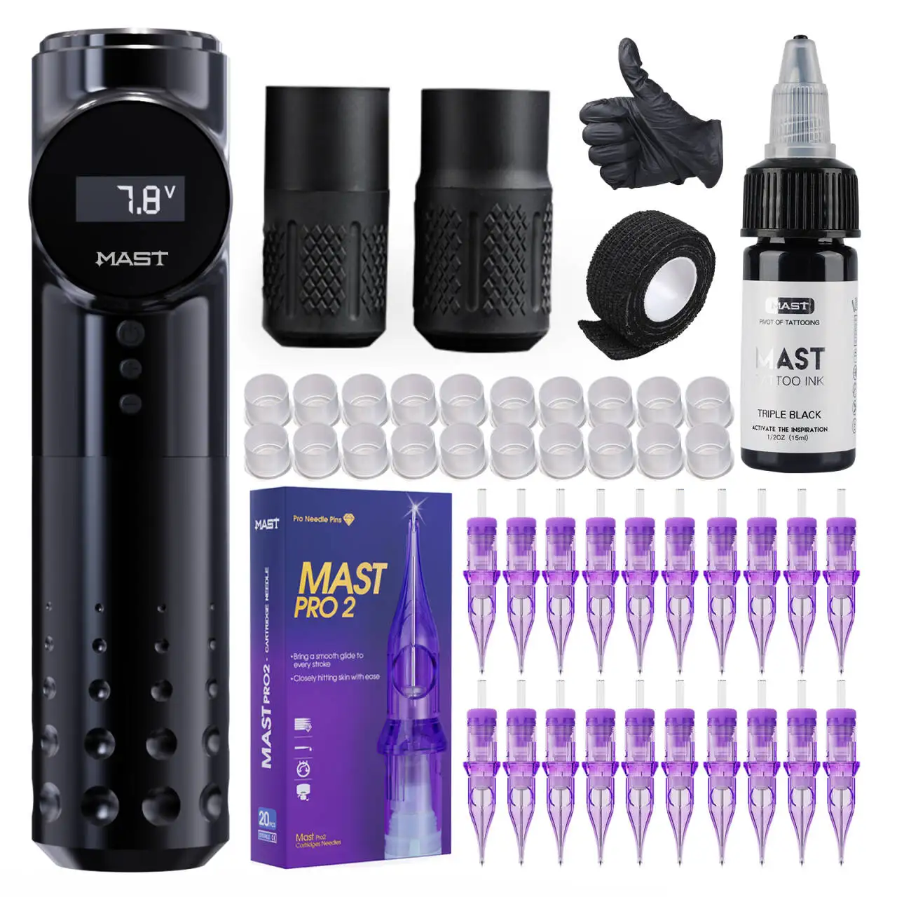 

Беспроводная тату-машинка Mast Archer, вращающаяся ручка с аккумулятором 2000 мАч, полный набор татуировок с иглой-картриджем MAST PRO 2 для начинающих