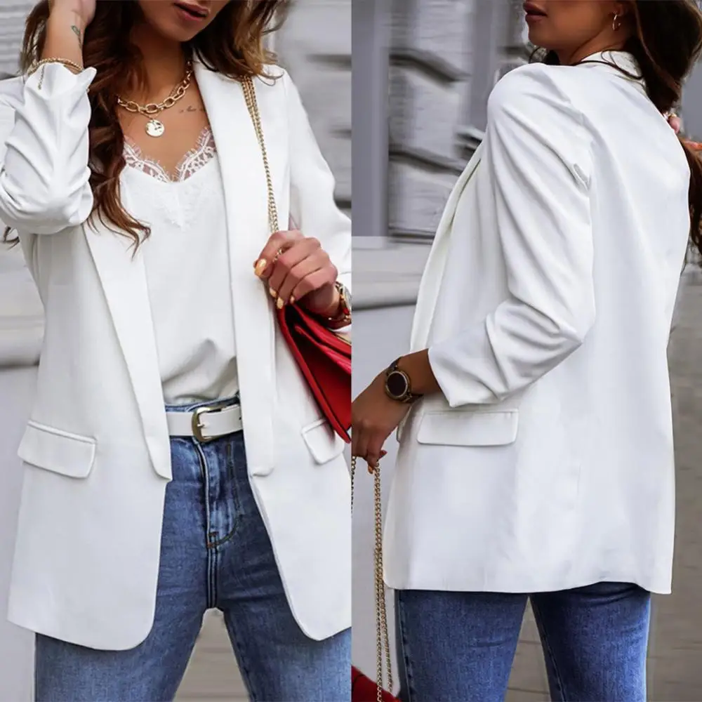 Chic Coat Long Sleeve Lady Jacket Blazer Women Blazer Autumn Blazer Solid Color Lapel Jacket Slim Fit Autumn Autumn Blazer