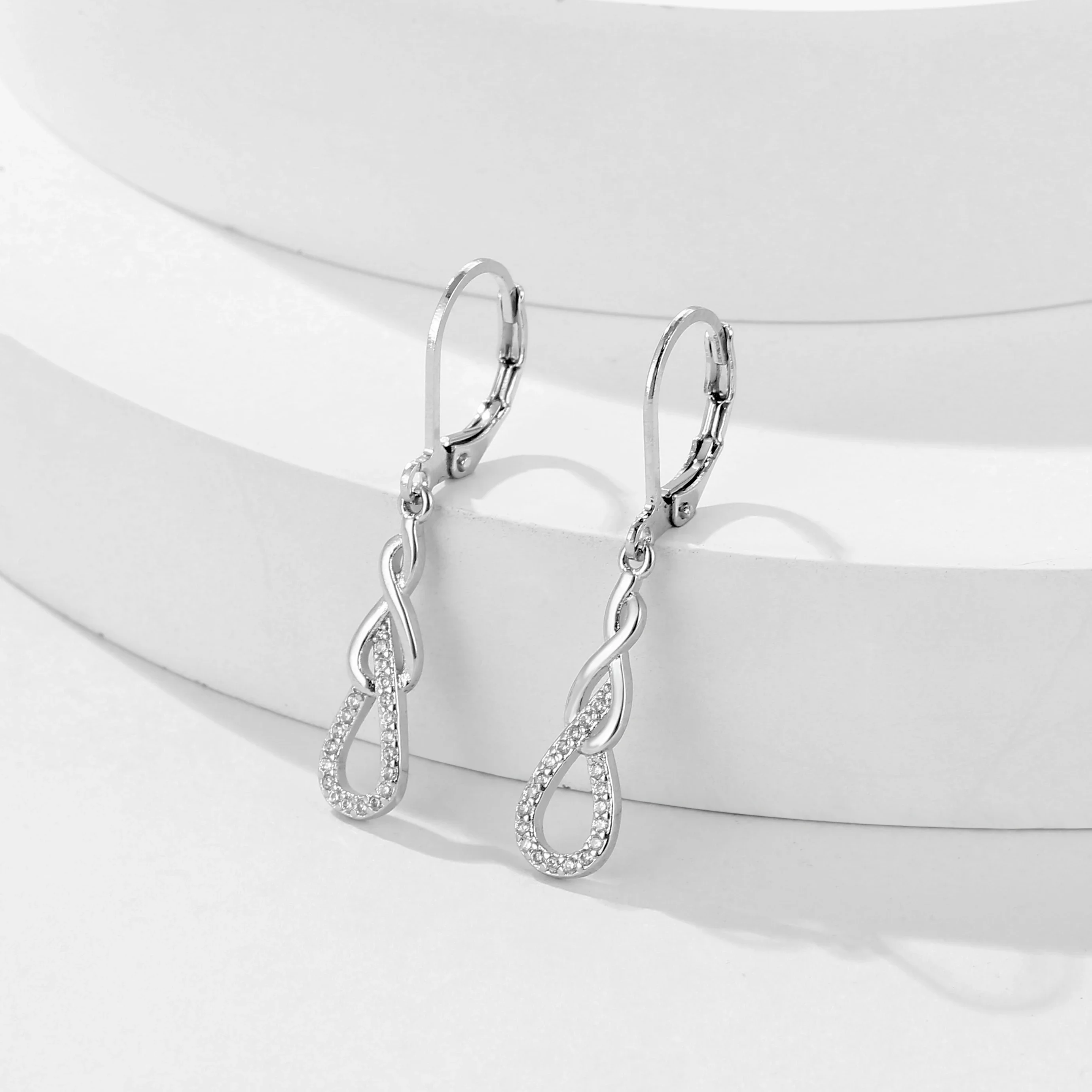 925 Sterling Silver Hypoallergenic Celtic Infinity Love Huggies Piercing Dangle Hoop Earrings Brinco Party Pendientes For Girl