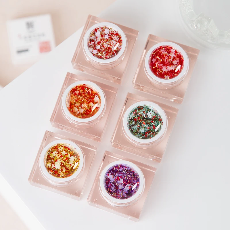 Glitter ดอกไม้สีเจลทาเล็บ6สี-ดอกไม้ Fairy Series Soak Off UV เล็บเจล DIY ภาพวาดเล็บวานิชสำหรับเล็บ