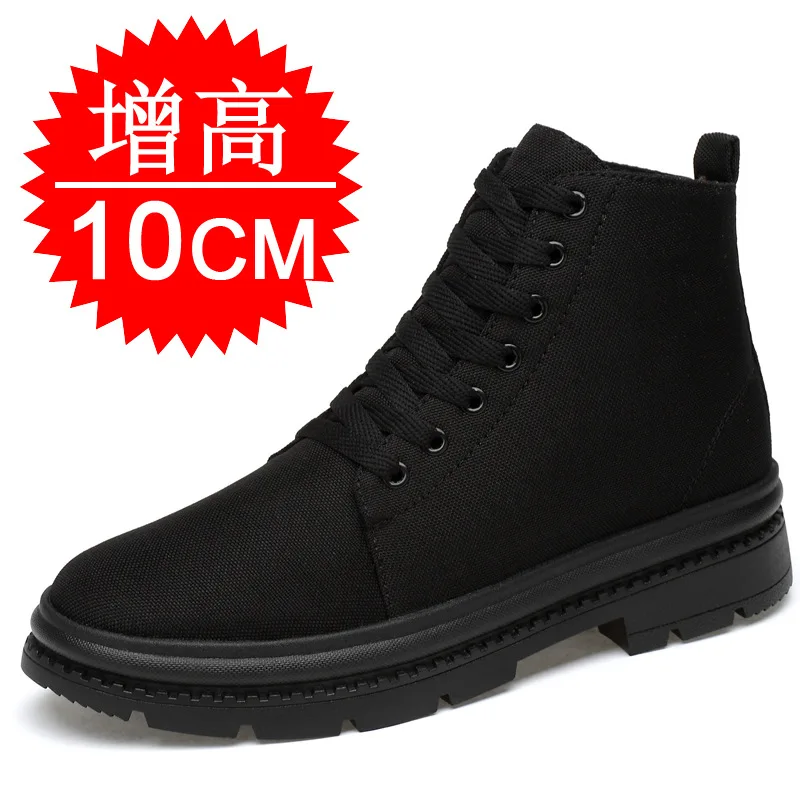 

New Canvas Ventilation Sneakers Men Height Increase Insoles 8cm 10cm Elevator Shoes Taller Heel Lift Zapatillas Casual Shoes