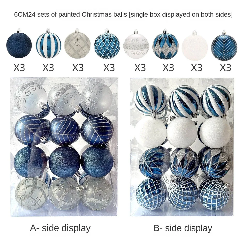 

24Pcs/Box 6cm Christmas Colored Balls Electroplated Plastic Christmas Tree Hanging Pendant Decorative Christmas Decorations