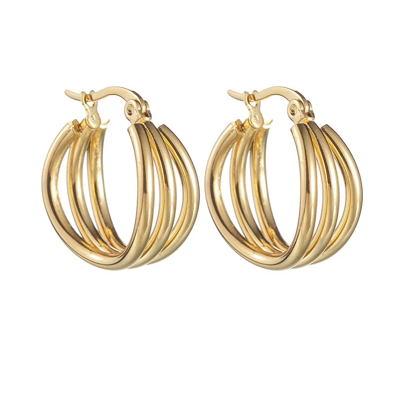 Irregular Three-layer Hollow Drop Earrings Gold Color Stainless Steel Women Earrings Simple Party Jewelry Dropshipping Gift