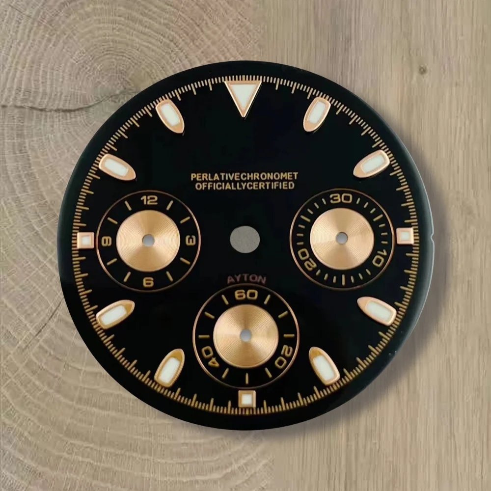 29,5 mm S-Logo-Panda-Zifferblatt, passend für VK63-Uhrwerk, grün leuchtendes, hochwertiges Zifferblatt, Uhrenmodifikationszubehör