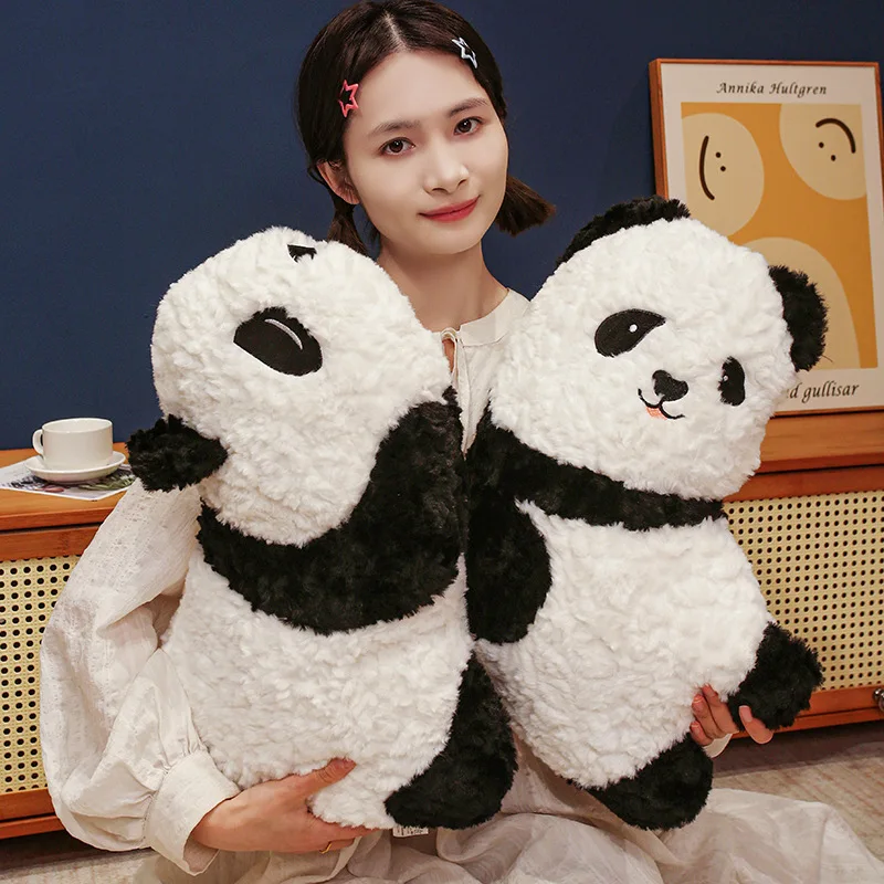 

New Cartoon Panda Plush Throw Pillow Soft Cozy Lazy Panda Doll Warm Hugging Animal Toys Cute Room Decor Sleeping Companion
