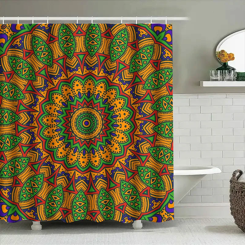 

Vibrant Mandala Shower Curtain Printed Waterproof Fabric Decorative Bath Liner for Bathroom Multi-colors Available