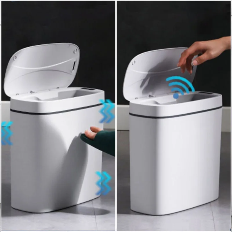 14L Smart Trash Can USB Charging Automatic Waste Bins Bathroom Toilet Waterproof Narrow Seam Touch Dustbin Kitchen Wastebasket