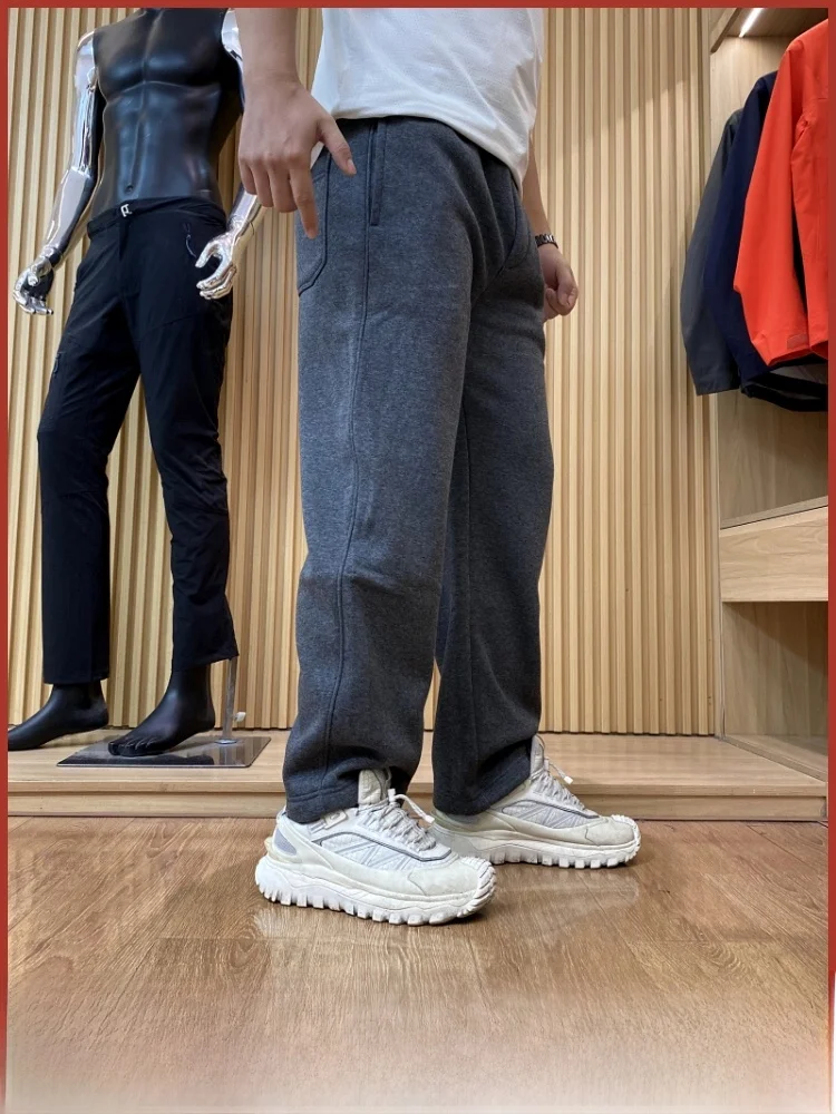 

Men's Winter Thiened Fce Lined Loose Straight Leg Casual Sweatpants Elastic Waist mid Waist Long Pants Cotton Polyester ...