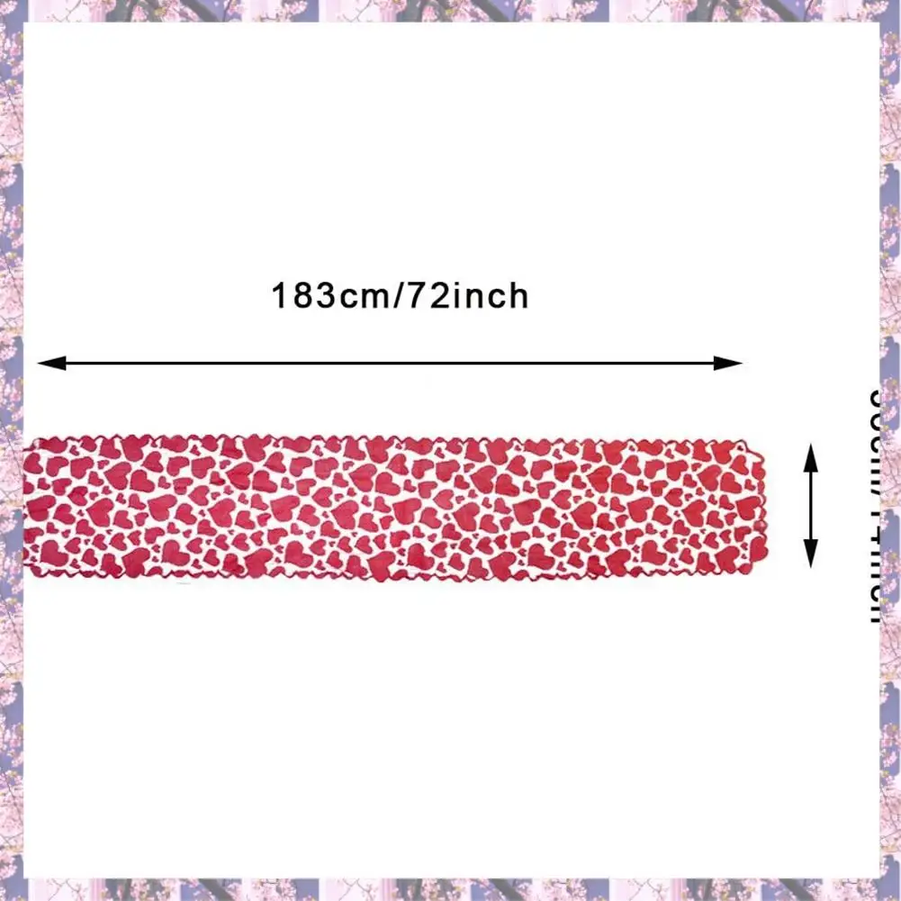 L73A 2025-Red Table Runner Valentines Day Decoration Lace Dining Heart Table Runner For Valentines Party Supplies By Baryuefull