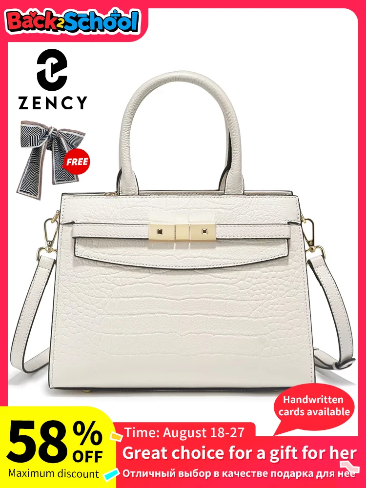 

Zency Ladies Cow Skin Fashion Handbags Genuine Leather Top-handle Bag For Work Luxury Designer Texture Crossbody Mom Bag Top