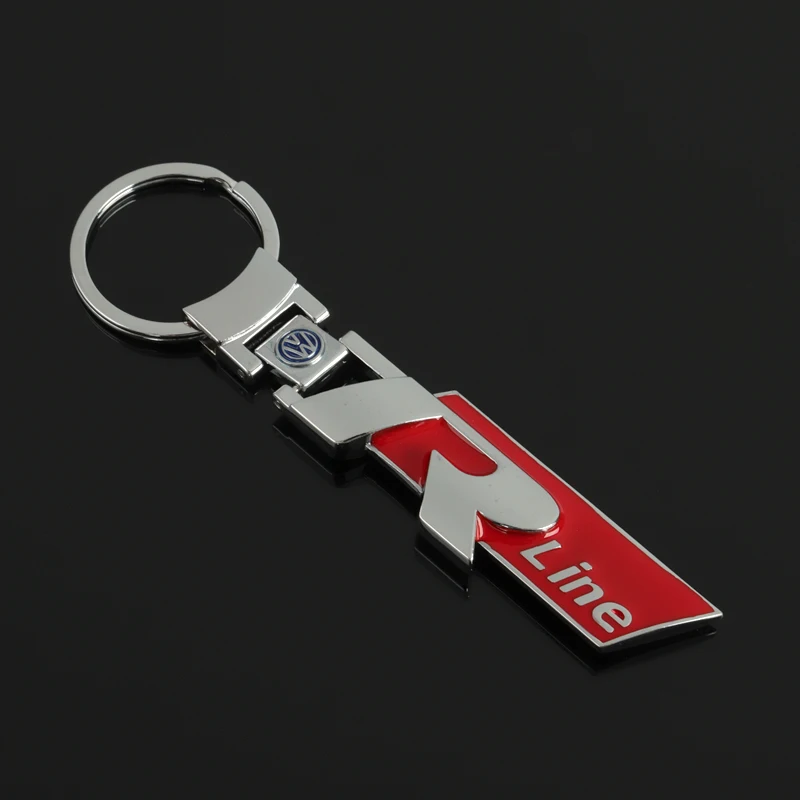 1pcs Metal Car Keychain Pendant Double sided Key Ring Chain for Volkswagen VW R line Golf 7 MK7 Golf 6 MK6 Tiguan Polo CC Jetta