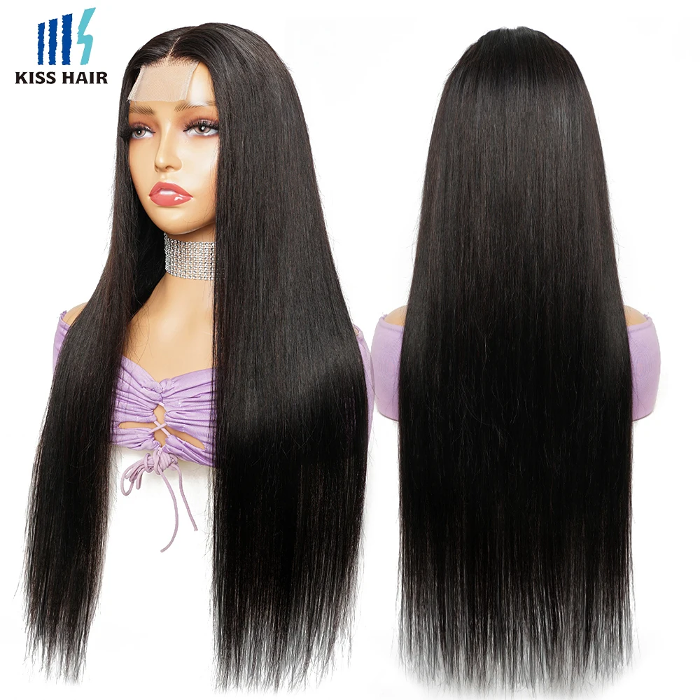 KissHair 2*6 Lace Wigs 250% Density Remy Brazilian Human Hair Wig Silky Straight 2x6 Lace Kim Closure Deep Middle Part Extension