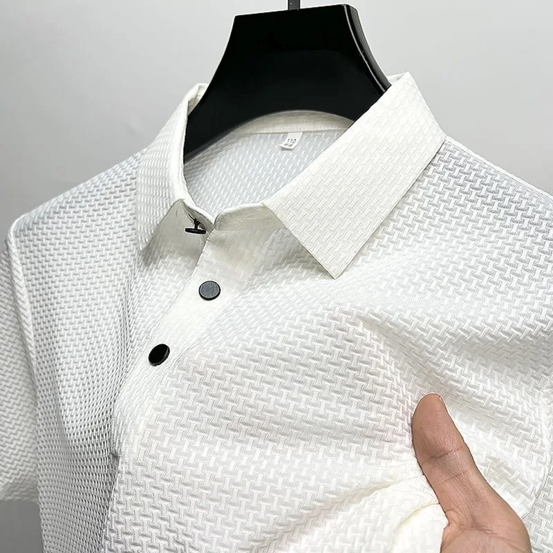 

New high-quality men's business casual short sleeved polo shirt fashionable breathable comfortable and versatile top ﻿