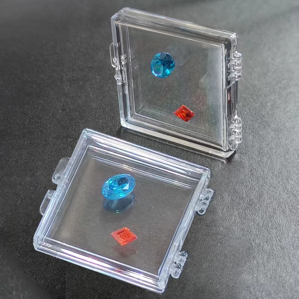 Loose Diamond Storage Box Transparent Gemstone Jewelry Display Stand Gems Organizer Bare Stone Box CVD Zircon Showcase 2Pcs