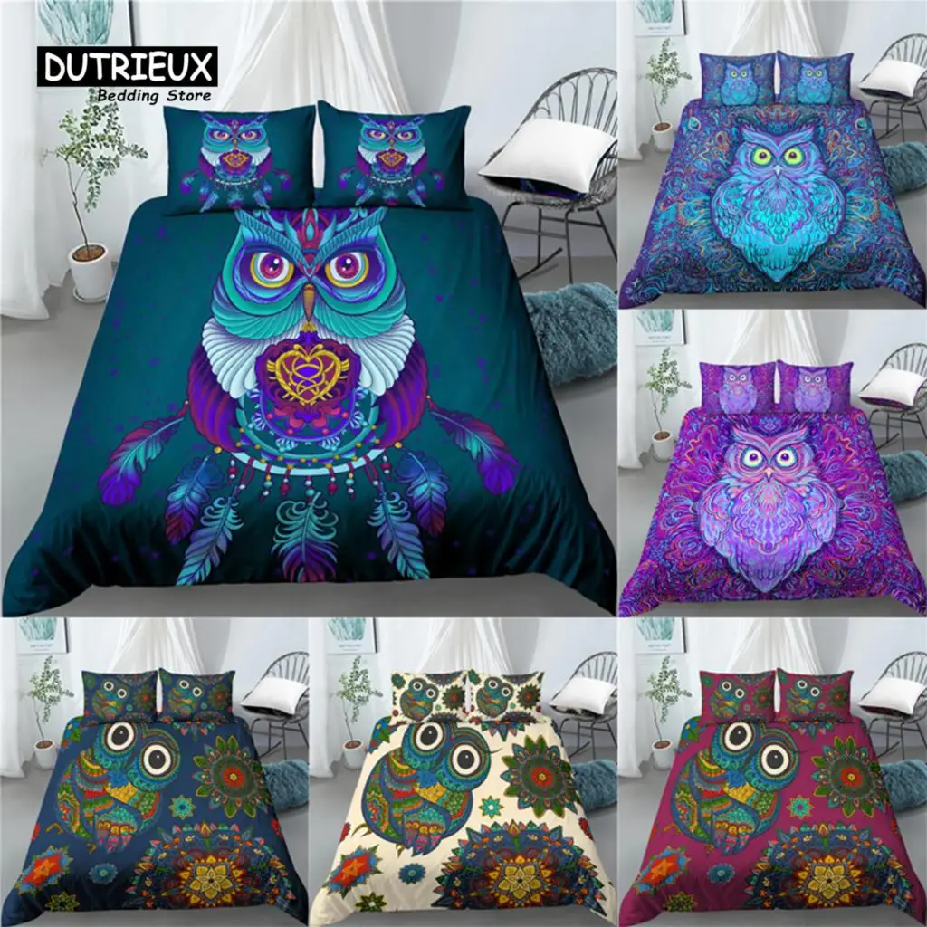 

Home Living Luxury 3D Owl Print 2/3Pcs Comfortable Duvet Cover PillowCase Bedding Sets EU/US/AU Size