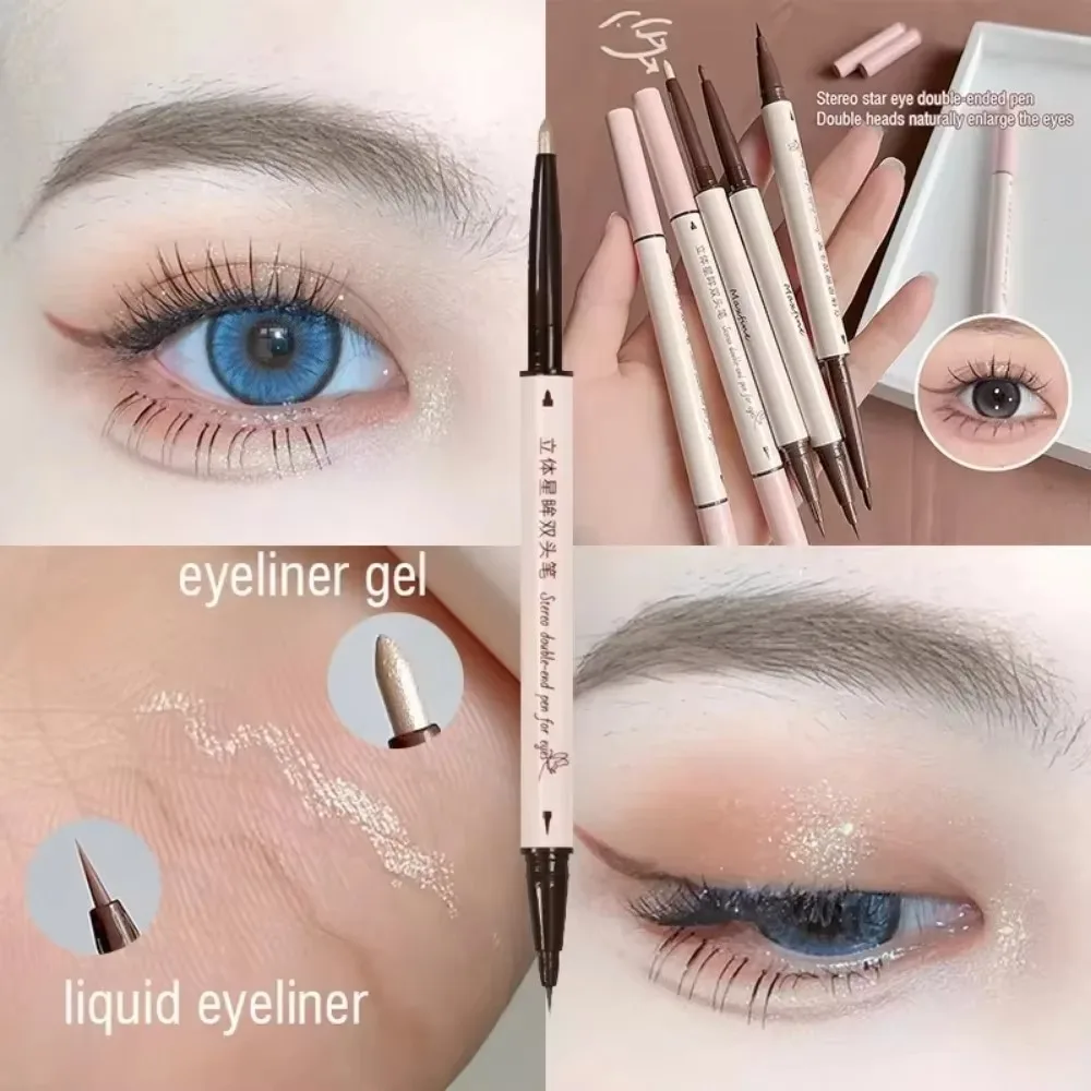 Crayon Eyeliner naturel Double tête 2 en 1, 7 couleurs, stylo ombre, maquillage pour les yeux, Eyeliner mat Ultra-fin