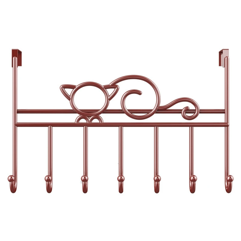 J1UL1N 7-Hook Over Door Hanger Iron Art Bag Clothes Key Scarf Hanging Holder Bathroom Kitchen Home Back Door Organizer view 2