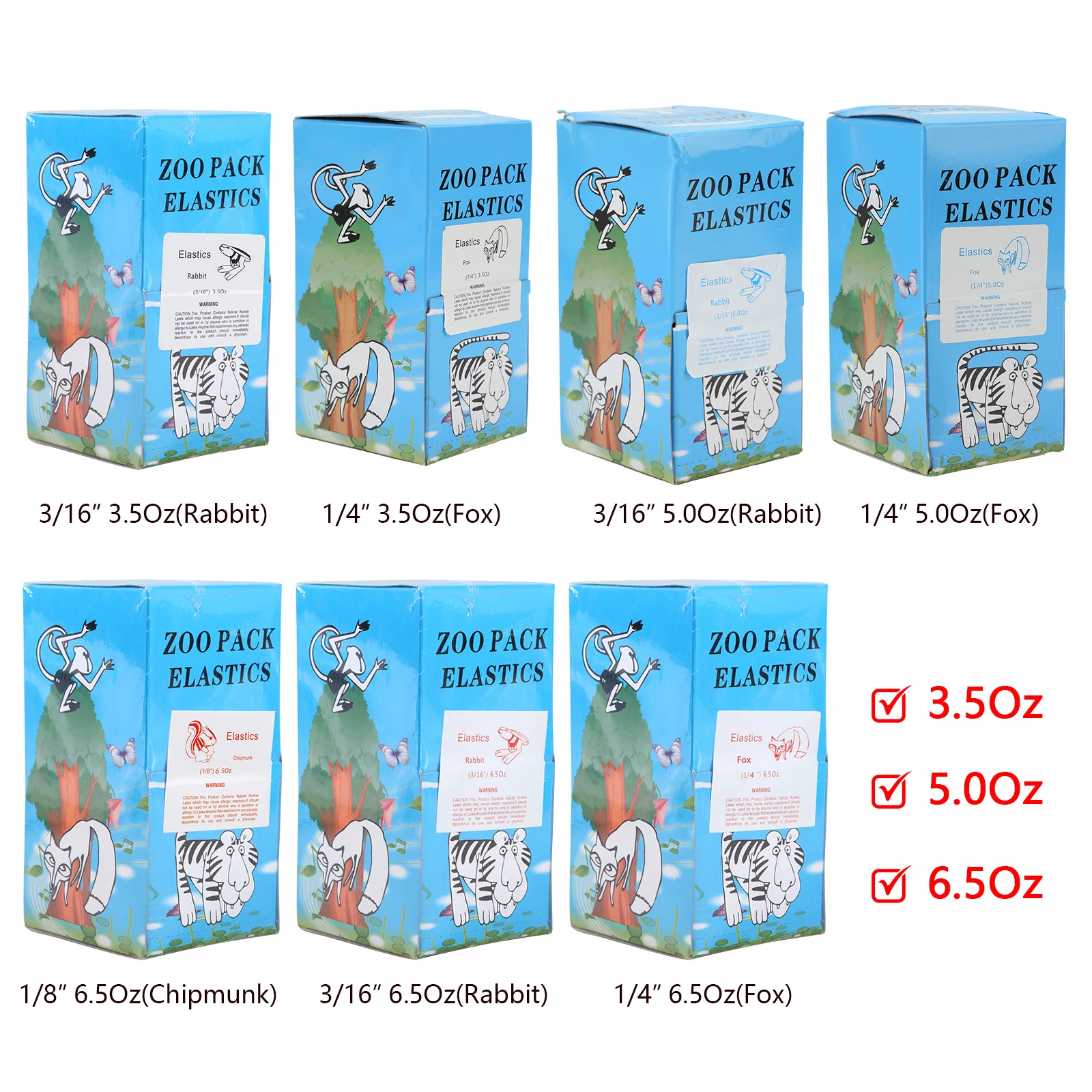 5000pcs/Box Dental Orthodontic Rubber Bands Elastics Latex Braces 6.5/3.5/5.0 OZ 1/8 3/16 1/4 1/8 7 Sizes/forces