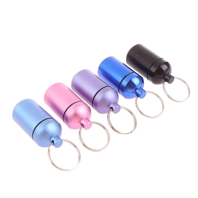 2.3x5cm Waterproof Metal Keychain Outdoor Portable Medicine Bottle Keychain Storage Sealed First-Aid Medicine Bottle Wholesale