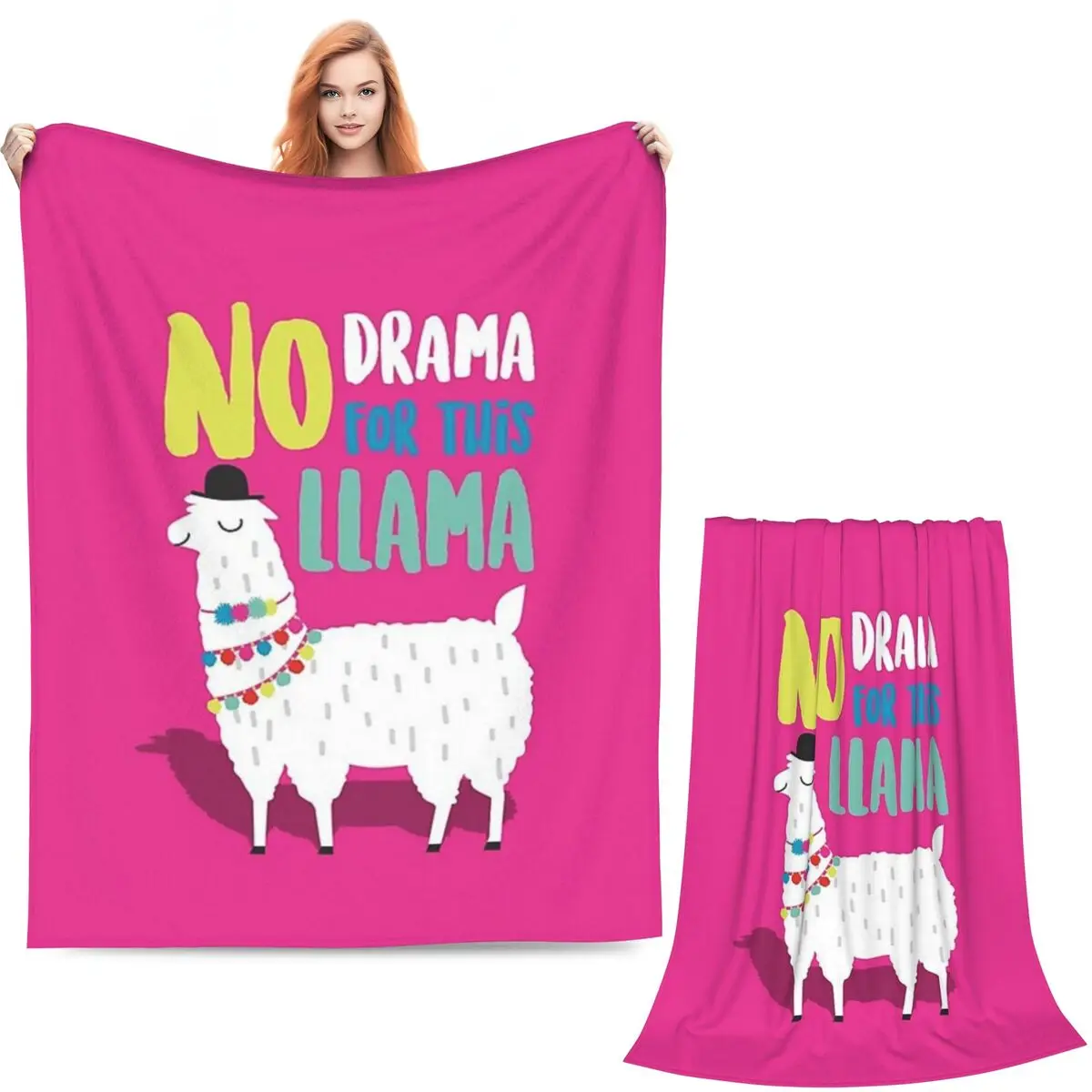 Llama Alpaca Animal Blankets Soft Warm Flannel Throw Blanket Plush for Bed Living room Picnic Travel Home Couch