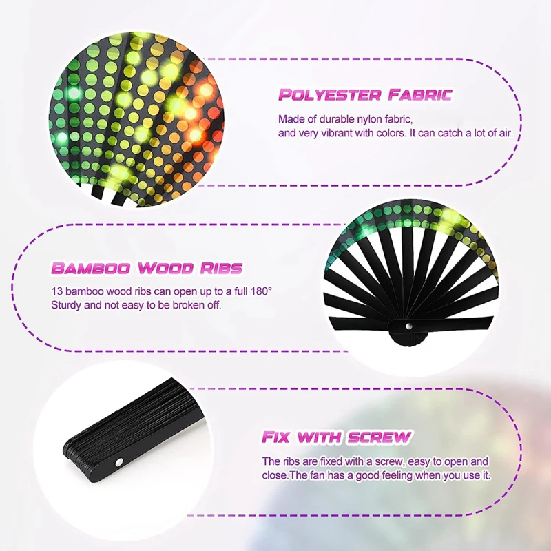 4 Pcs Rainbow Sequins Pride Handheld Fan Folding Hand Fan For Adults Drag Queen Festival Fan Chinese