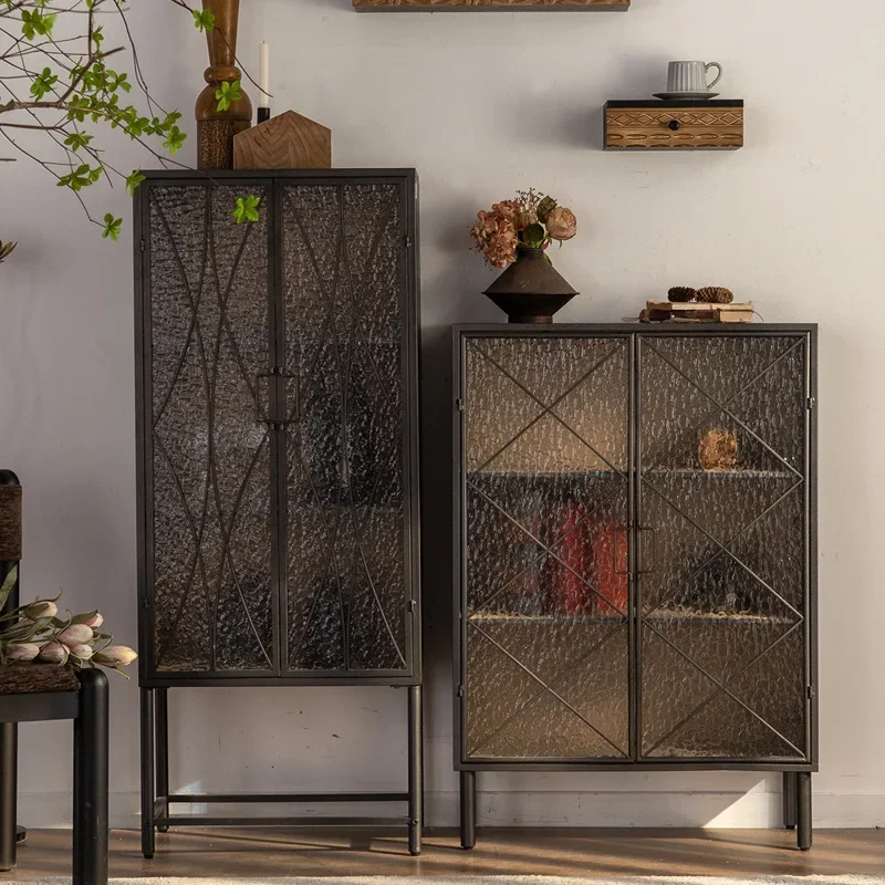 Side cabinet Cafe storage decorative cabinet Fir tempered glass Restaurant storage cabinet