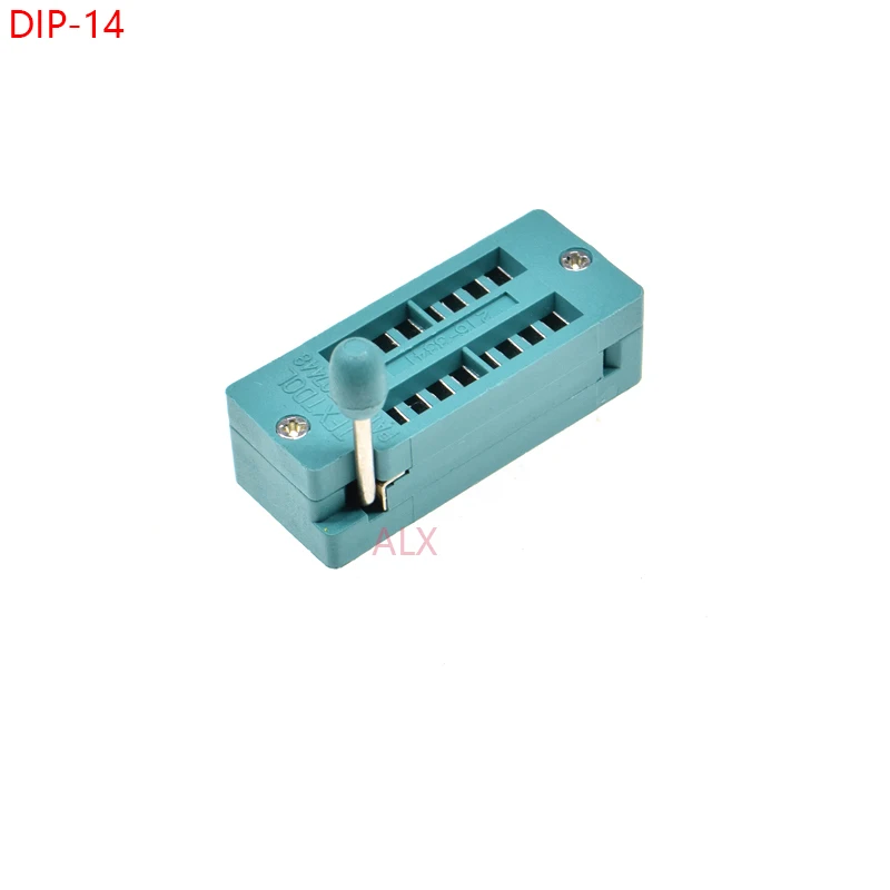 2PCS GREEN DIP14 ZIF ZIP IC SOCKET 14P DIP CHIP TEST Adaptor 14 PIN dip-14 14PIN 2.54MM PITCH 214-3455 CONNECTOR FOR PCB