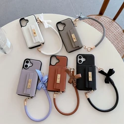 Retro Card Slot Pocket Phone Case for iPhone 17 Pro Max 16 Plus 15 14 13 12 11 Premium Leather Protection Handbag Style Cover