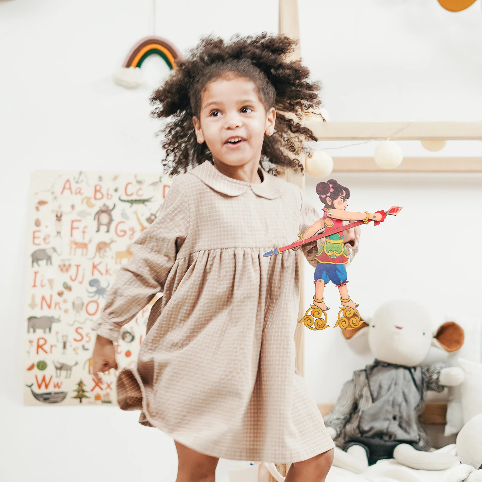 

DIY West Shadow Wooden Hand Puppet for Kids Traditional Chinese Cultural Craft School Classroom Kindergarten