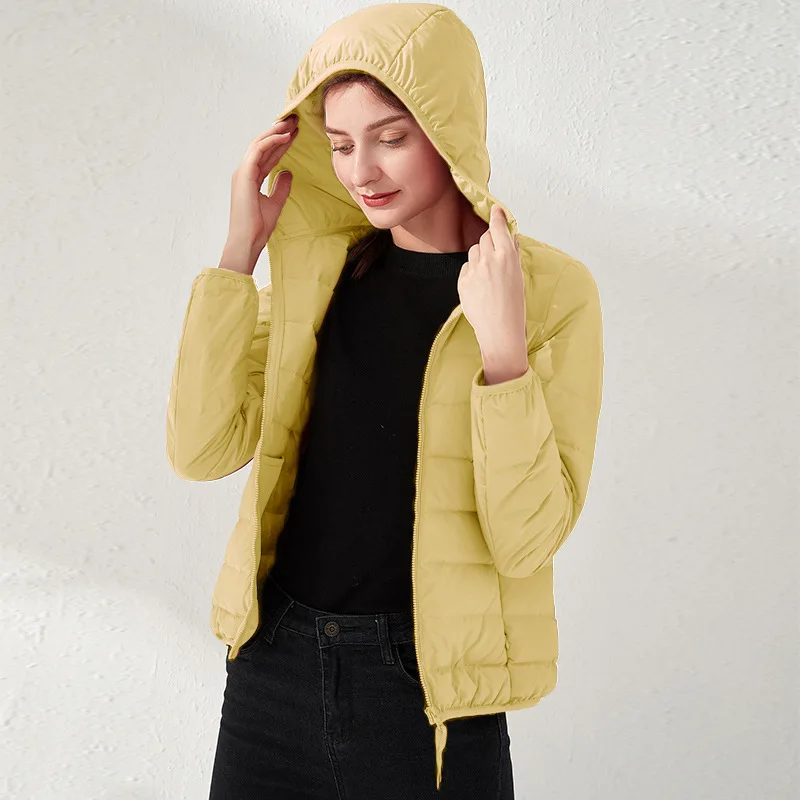 Nieuwe Lichtgewicht Vrouwen Capuchon Witte Eend Donsjack Slim Fit Draagbare Reizen Puffer Jas Vrouwen Winter Bovenkleding JK-075
