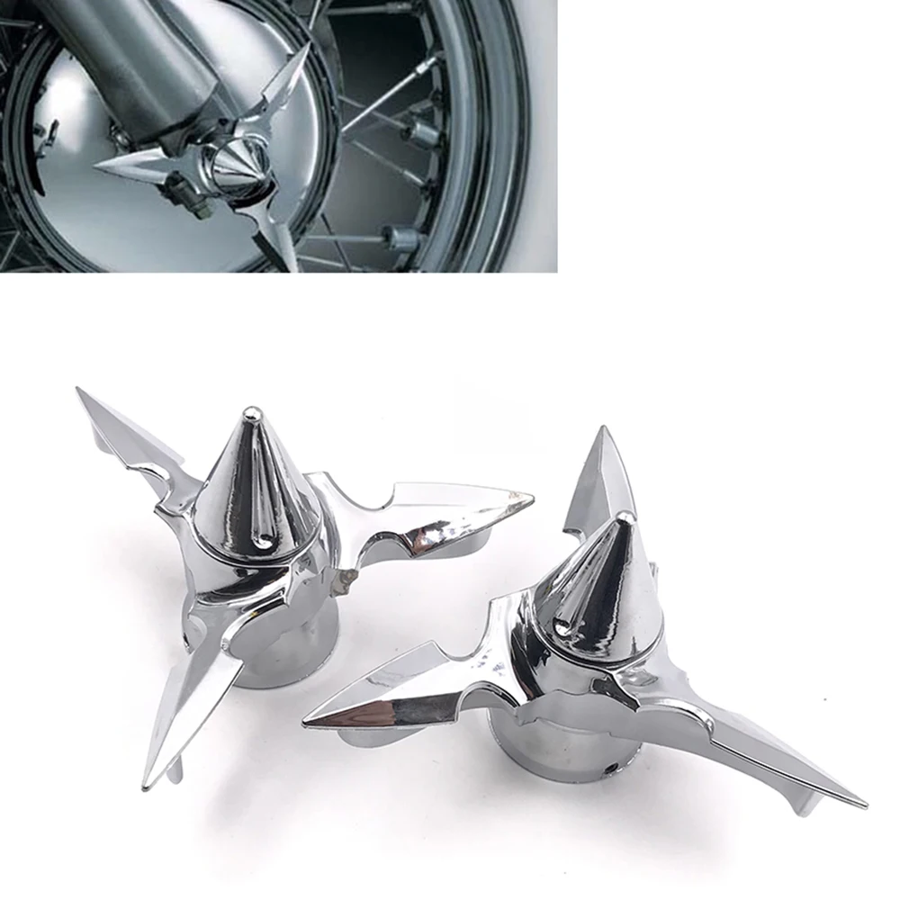 Motorcycle Spun Blade Spinning Front Axle Cap Nut Cover For Harley Dyna Softail Electra Glide Touring Chrome