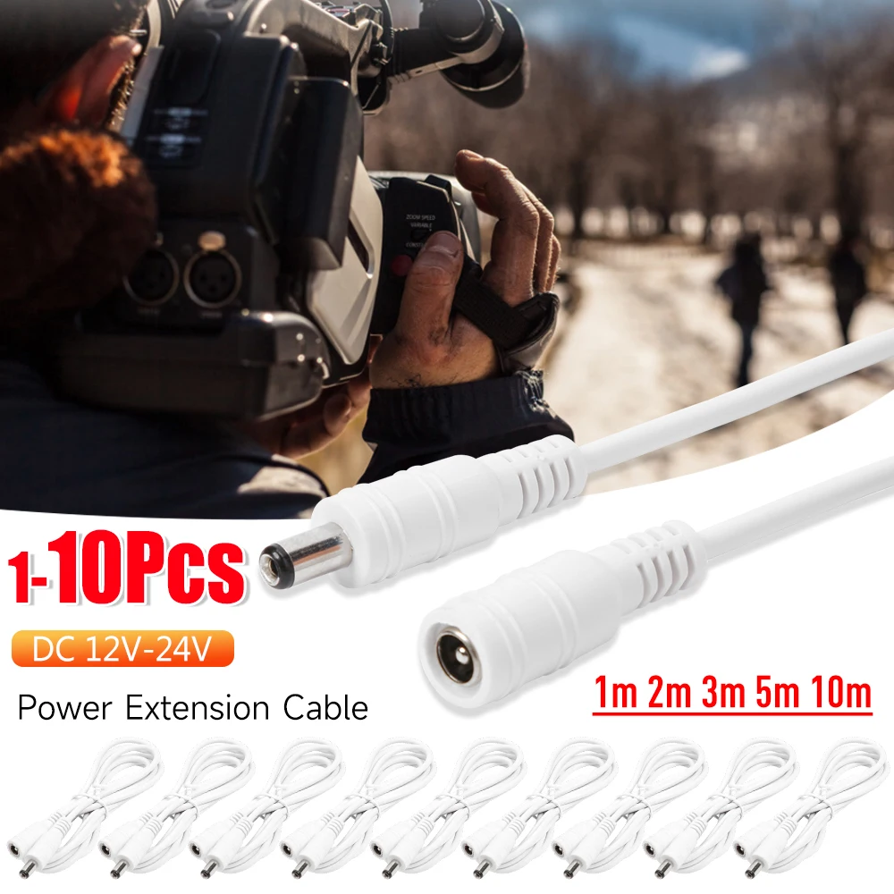 

1-10PCS DC 12V Power Adapter Extension Cable 5.5*2.1mm Male Female Power Cord Extend Wire 1M 2M 3M 5M 10M Cable For CCTV Camera