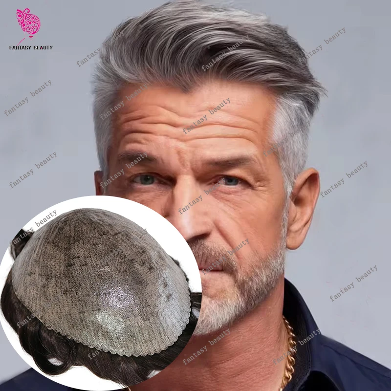 

Супер прочный парик из натуральных волос для мужчин, серый 1B30 1B65 1B80, черный, коричневый, тонкая микрокожа, парик из человеческих волос, мужской парик
