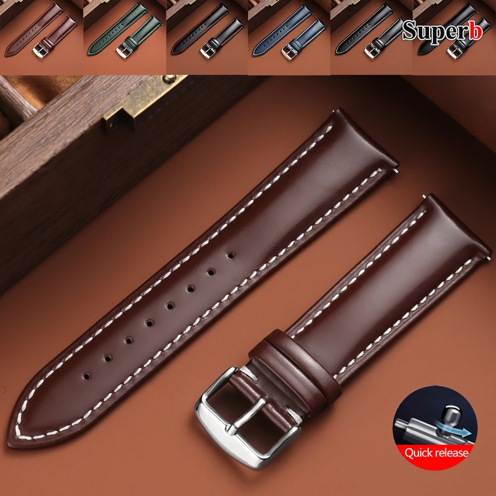 18mm 19mm 20mm 21mm 22mm Vintage Öl-Wachs-Leder Uhrenarmband Braun Universelles Oberschicht-Rindsleder Uhrenband Zubehör mit Dornschließe