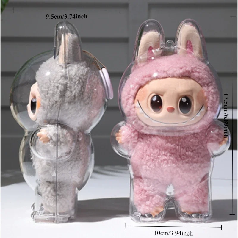 Labubu – housse de protection transparente pour jouets en peluche, sac d'exposition en peluche elfe mignon, Mini étui Portable en acrylique, boîte de rangement