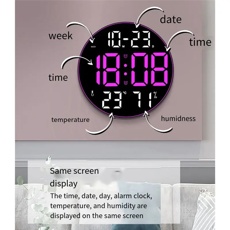 A32I Ambient Light 12 Inch Big Screen Multifunction Clock Simple Living Room Wall Clock Led Wall Clock,Green