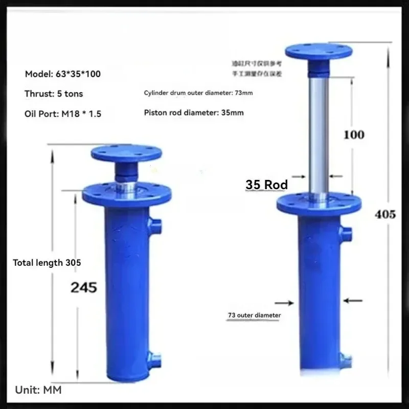 Two-way Hydraulic Cylinder Single Cylinder Heavy-duty Lifting Baler Hydraulic Top Piston Rod Electroplating Rust Prevention