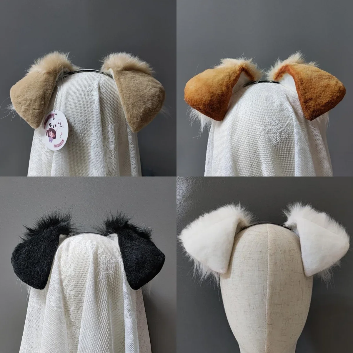 Halloween Puppy Droop Cat Ears Handwork Hairband Furry Fursuit Dog Folded Eared Headband Headwear Cosplay Props