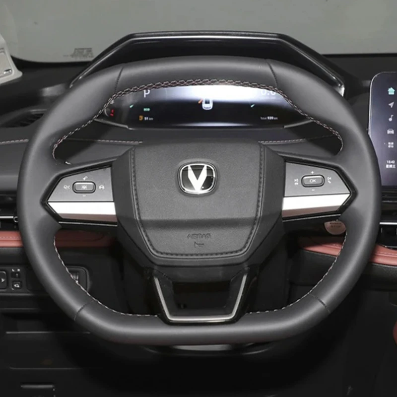 Car Steering Wheel Cover For CHANGAN 2nd Gen CS55plus Unik Univ Cs75plus Hand-stitched Microfiber Leather Car Accessories