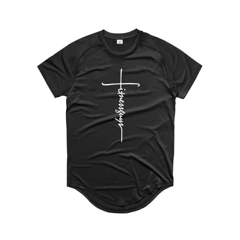 Gym Bodybuilding Fitness Workout Muscle Tops Summer Mesh Quick Dry Slim Fit Shirts Mens Sport Breathable Short Sleeve T-shirts