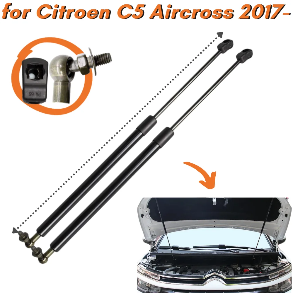 

Qty(2) Front Bonnet Hood Gas Struts Springs Dampers for Citroen C5 Aircross 2017-present SUV Lift Supports Shock Absorbers Bars