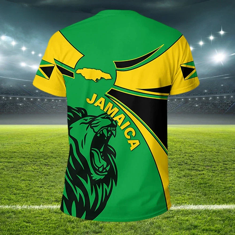 2024 New Jamaica stine Flag Graphic 3D Printed T-shirt Jamaica National Emblem Men\'s Tops  National Day Gifts Personalized Tee