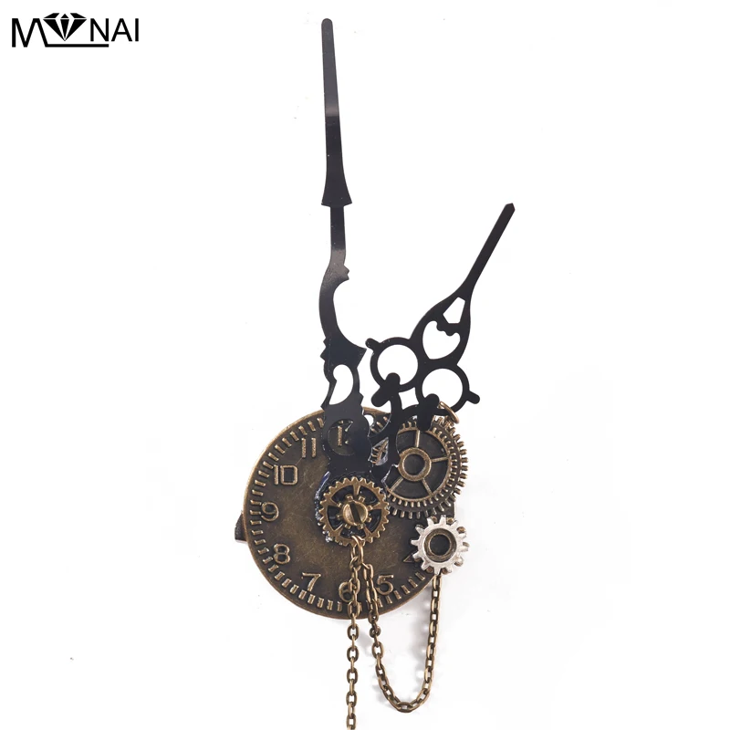 Gothic Hairpin Steampunk Cogs Clock Hands Chain Brooch Men Women Halloween Party Accessories