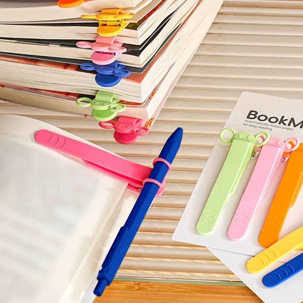 New Silicone Bookmark Clip Cute Elephant Automatically Follows Notebook Page Divider with Pen Holder Page Flipping for School